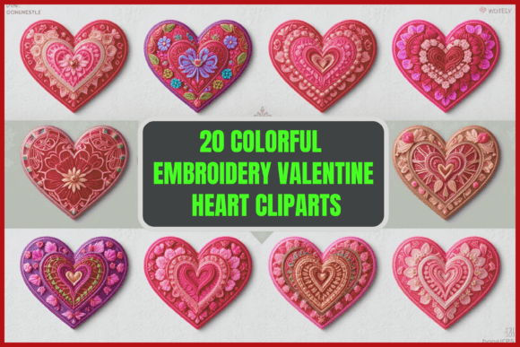 20 Embroidery Valentine Hearts Cliparts: A Designer's Review of Graphics and Illustrations