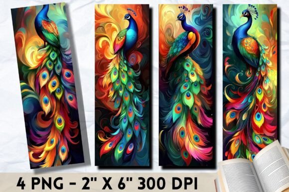 A Beautiful Peacock Feathers Bookmarks for Graphics and Crafts