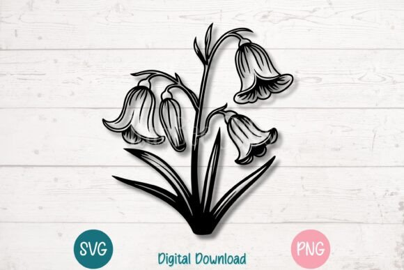Bellflowers Floral Silhouette Botanical for Graphics and Crafts