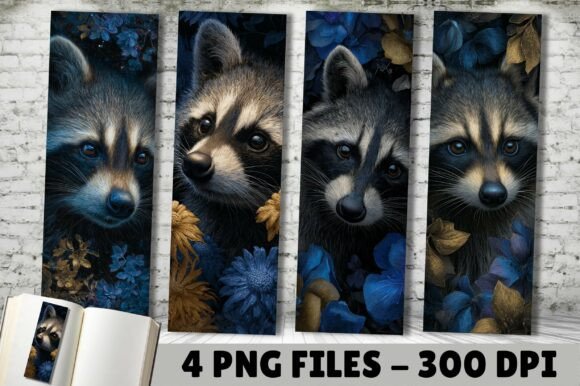 Dark Theme Raccoon Dark Floral Bookmarks: Graphics & Print Templates Review
