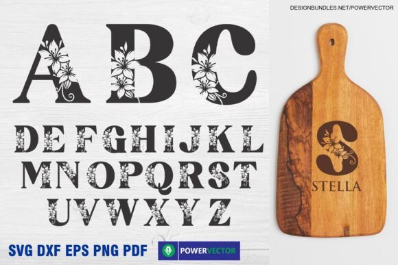 Elegant Floral Alphabet SVG, PNG for Graphics & Crafts