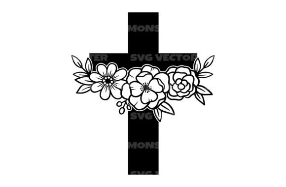 Floral Christian Cross Svg Graphics for Crafts