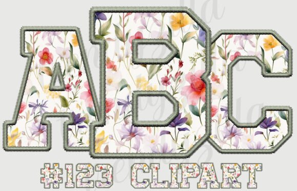 Floral College Alpha Letters PNG: Premium Graphics for Print Templates