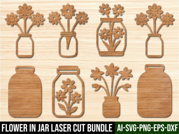 Floral Jar Graphics for Crafts and Branding