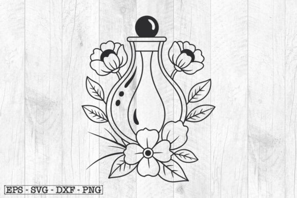 Floral Potion Bottle SVG, Halloween SVG for Graphics and Crafts