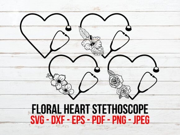 Floral Stethoscope Heart, Nurse Scrubs: A Graphics and Illustrations Review