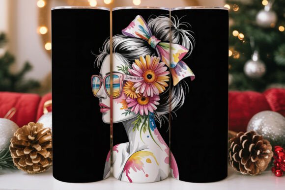 Floral Woman 20oz Tumbler Wrap Graphics for Editorial Use