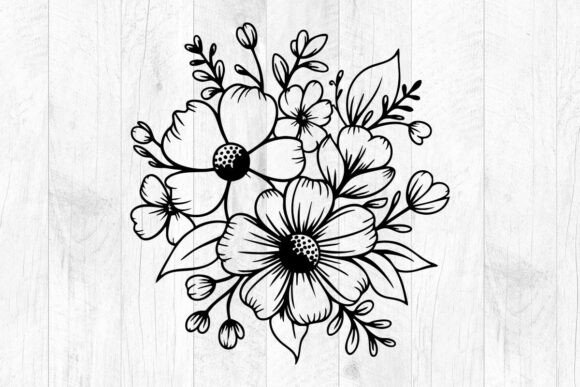 Flower Svg Files, Floral Bouquet Svg for Crafts and Graphics