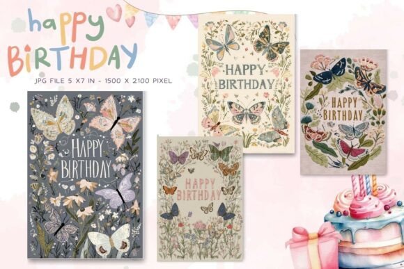 Happy Birthday Card Floral Postcard_29 Graphics for Crafts