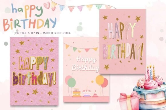 Happy Birthday Card Floral Postcard_54 for Graphics and Crafts