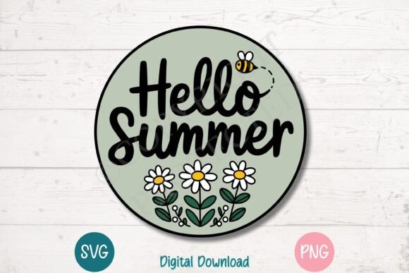 Hello Summer Floral Bee SVG Graphics for T-Shirt Designs