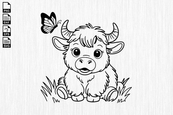 Highland Cow Svg, Cute Floral Cow Svg Graphics & Crafts