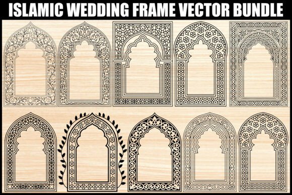 Islamic Wedding Arch Frame Vector Set: Premium Graphics & Illustrations for Sellers