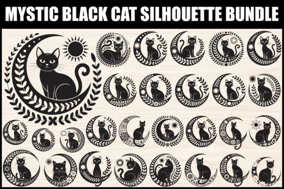 Mystic Black Cat Silhouette Bundle for Graphics and Illustrations