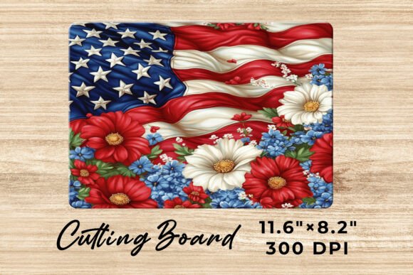 Patriotic Floral Cutting Board Graphics for Crafts