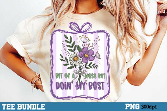 Preppy Floral Mental Health Anxiety Png Graphics for T-Shirt Designs