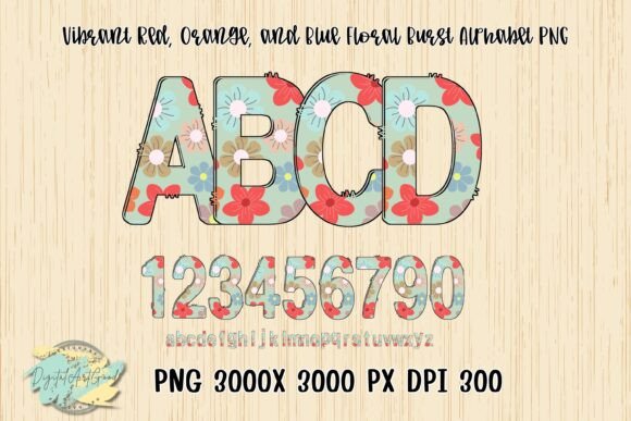 Red, Orange and Blue Floral Alphabet PNG: A Graphics Review for Sellers