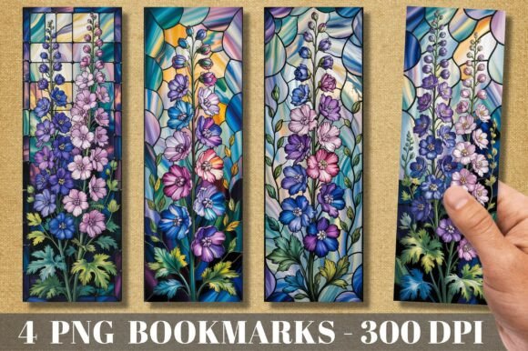 Stained Glass Delphinium Floral Bookmar Graphics & Print Templates Review