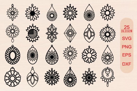 Sunflower Earrings Laser Cut SVG Bundle for Crafts and Graphics