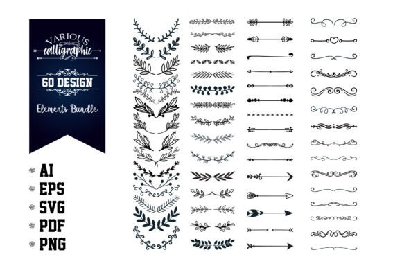 Various Calligraphic Design Elements Set for Graphics & Illustrations